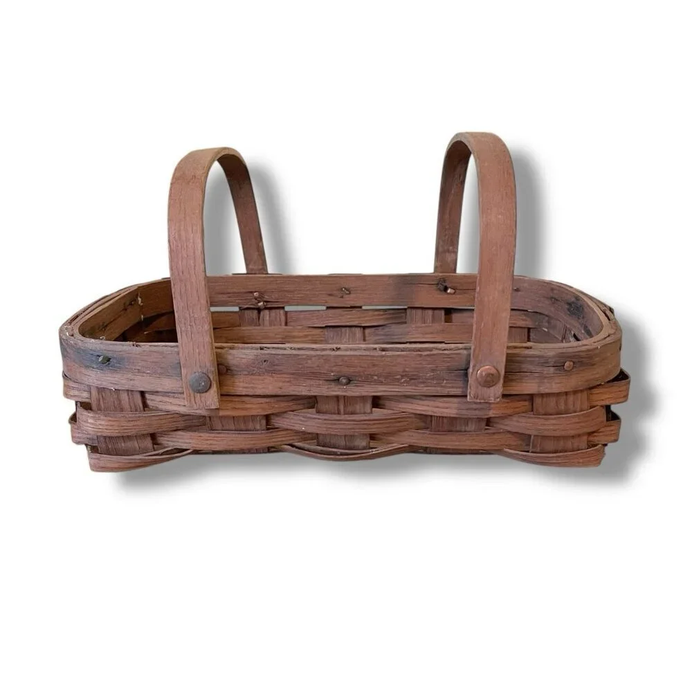 Vintage Gathering Basket Antique Harvest Foraging Market Rustic Cottage Decor